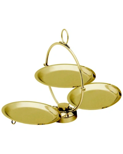 Godinger Round Gold Foldable Tiered Serving Stand