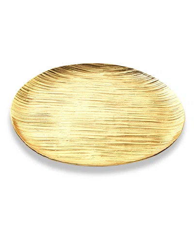 Godinger Round Textured Aluminum Tray 12" D In Gold