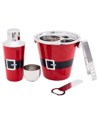 Godinger Santa Belt 5pc Bar Tool Set In Red
