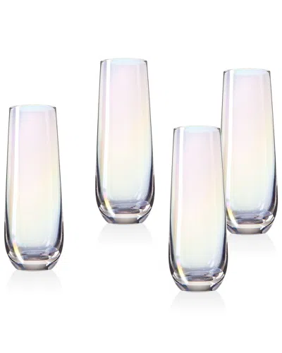 Godinger Sedona Stemless Flute Glasses (set Of 4) In White