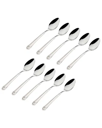 GODINGER GODINGER SET OF 10 CRETE SANDBLASTED MIRRORED 18/0 STAINLESS STEEL TEASPOON