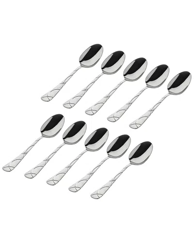 Godinger Set Of 10 Olympia Sandblasted 18/0 Stainless Steel Tablespoon In Silver