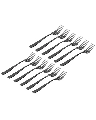 Godinger Set Of 12 Chisel Matte Black 18/0 Stainless Steel Dinner Fork