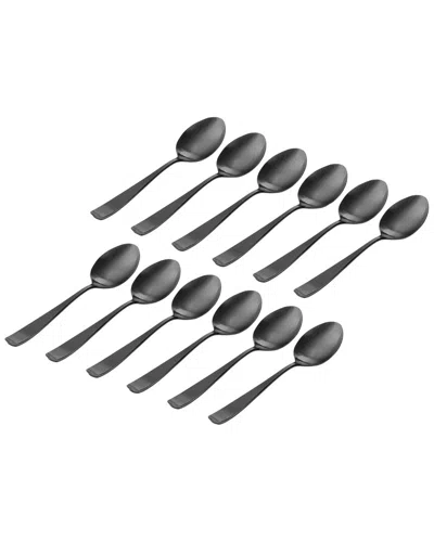 Godinger Set Of 12 Chisel Matte Black 18/0 Stainless Steel Teaspoon