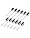Godinger Set Of 12 Olympia Sandblasted 18/0 Stainless Steel Teaspoon In Silver