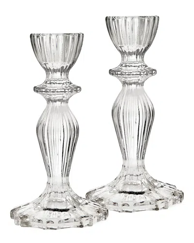 Godinger Set Of 2 Atlantic Candle Holders In Clear