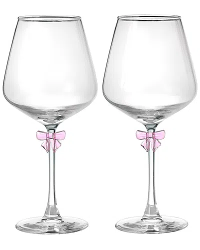 Godinger Set Of 2 Bow White Wine Glasses