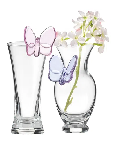 Godinger Set Of 2 Butterfly Bud Vases In Transparent