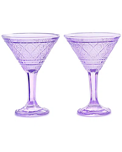 Godinger Set Of 2 Claro Martini Glasses In Purple