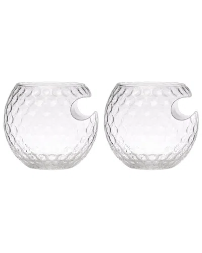 Godinger Set Of 2 Golf Ball Cigar Double Old Fashioned Glasses In Transparent