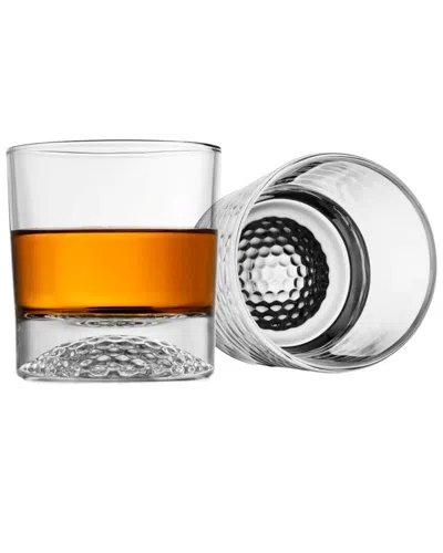 Godinger Set Of 2 Golf Double Old Fashioned Glasses In Transparent
