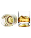 Godinger Set Of 2 Roulette Double Old Fashioned Glasses