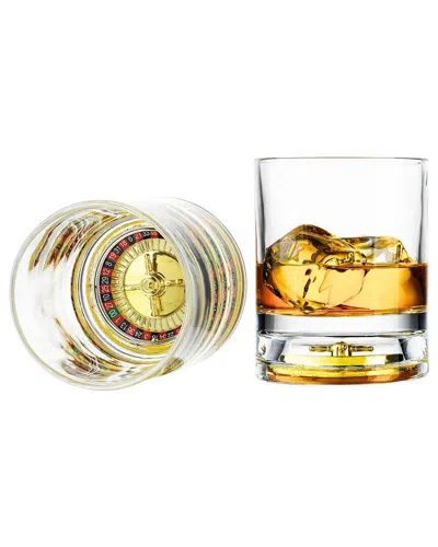 Godinger Set Of 2 Roulette Double Old Fashioned Glasses In Transparent