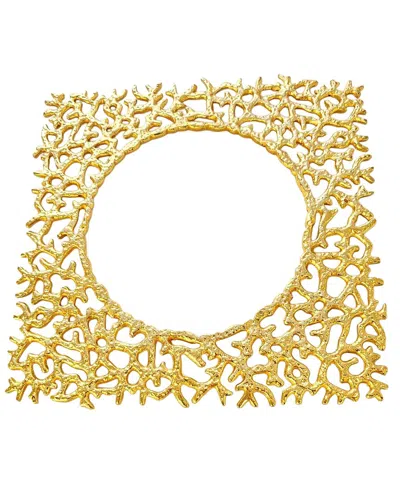 Godinger Set Of 2 Square Coral Chargers In Gold