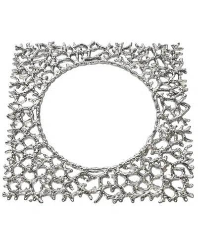 Godinger Set Of 2 Square Coral Chargers In Silver