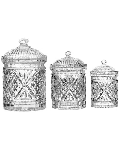 Godinger Set Of 3 Dublin Crystal Canisters In Transparent