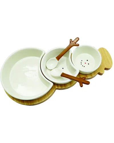Godinger Set Of 3 Snowman Bowl With Server In Multi