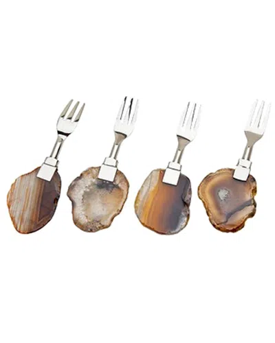 Godinger Set Of 4 Agate Forks In No Color