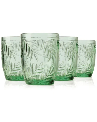 Godinger Set Of 4 Bali Double Old Fashion Glasses In Green