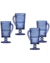 Godinger Claro Footed Mug, Set Of 4 In Blue
