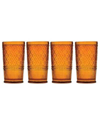 Godinger Set Of 4 Claro Highballs In Orange