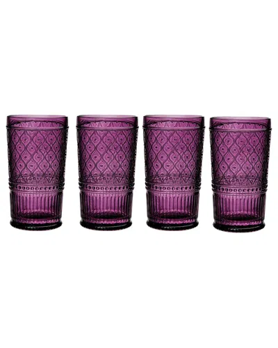 Godinger Set Of 4 Claro Highballs In Purple