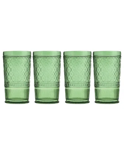 Godinger Set Of 4 Claro Highballs In Green