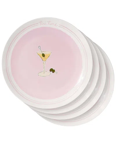 Godinger Set Of 4 Dirty Martini Ceramic Appetizer Plates In Pink