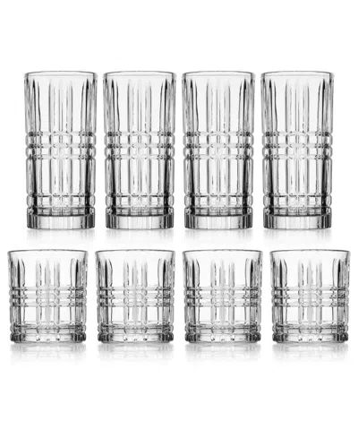 Godinger Set Of 4 Double Old Fashioned Glasses And 4 Highballs Glasses In Clear