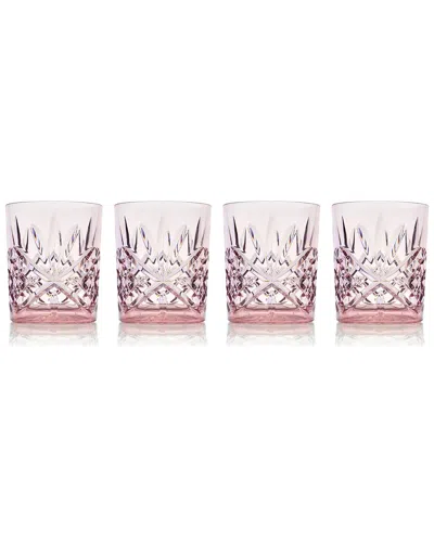 Godinger Set Of 4 Dublin Acrylic Blush Double Old Fashion Glasses In Pink