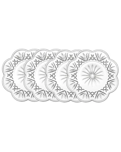 Godinger Set Of 4 Dublin Crystal Canape Plates In White