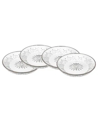 Godinger Set Of 4 Dublin Crystal Rimmed Dessert Plates In White
