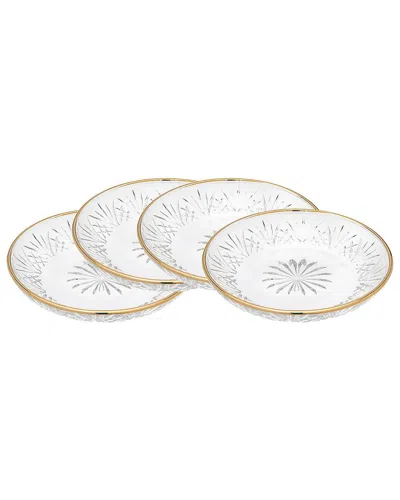 Godinger Set Of 4 Dublin Crystal Rimmed Dessert Plates In White