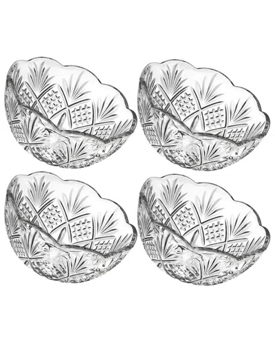 Godinger Set Of 4 Dublin Crystal Scalloped Dessert Bowls In Clear