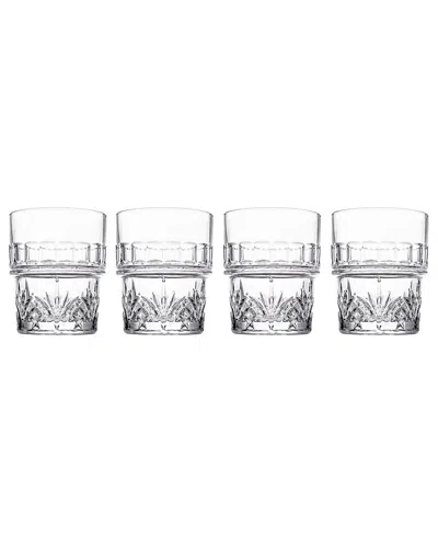 Godinger Set Of 4 Dublin Crystal Stackable Double Old Fashioned Glasses In Transparent