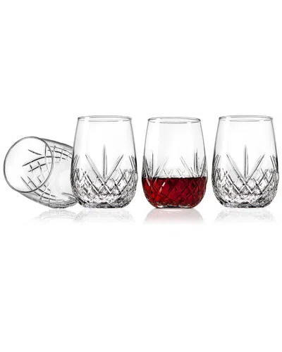 Godinger Set Of 4 Dublin Crystal Stemless Wine Glasses In Transparent