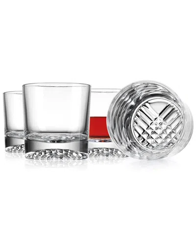 Godinger Set Of 4 Fiore Double Old-fashioned Glasses In White