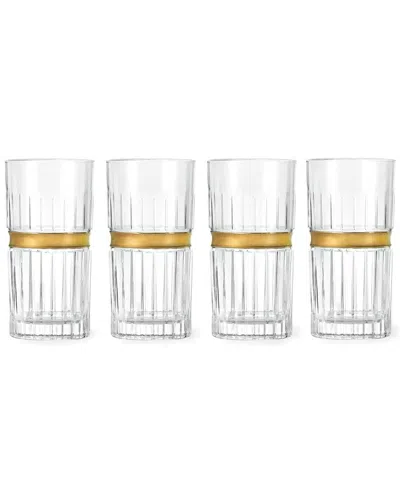 Godinger Set Of 4 Goldband Regine Highballs In Transparent