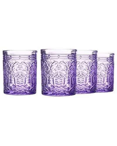 Godinger Set Of 4 Jax Double Old Fashioned Glasses In Purple