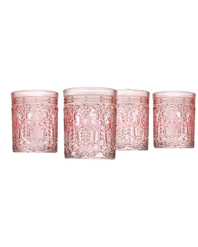 Godinger Set Of 4 Jax Pink Glasses