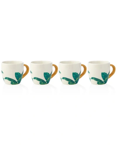 Godinger Set Of 4 Jill Zarin Palm Beach Espresso Mugs In White
