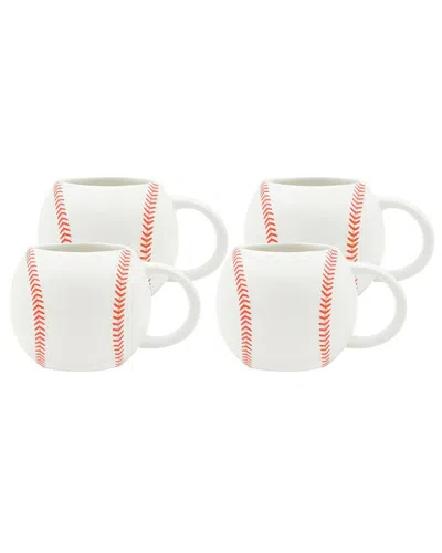 Godinger Set Of 4 League Baseball Mugs In White
