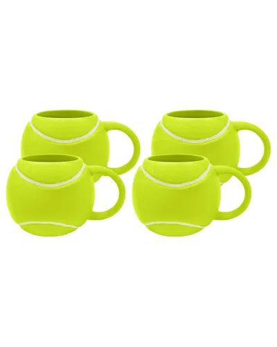 Godinger Set Of 4 League Tennis Ball Mugs In Green