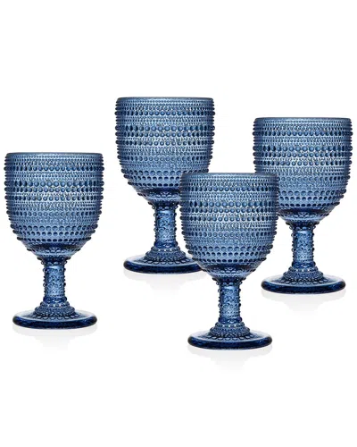 Godinger Set Of 4 Lumina Goblets In Blue