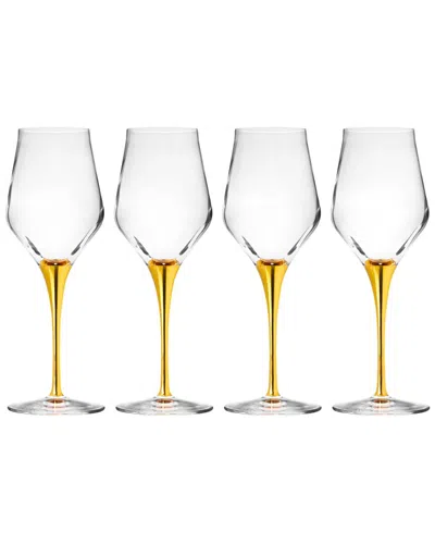 Godinger Set Of 4 Marcella Stem White Wine Glasses In Yellow