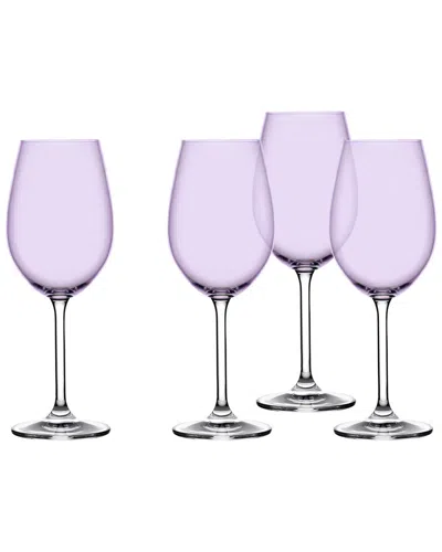 Godinger Set Of 4 Meridian White Wine Glasses In Purple