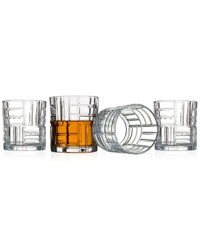 Godinger Set Of 4 Mosaic Double Old Fashion Glasses In Gray