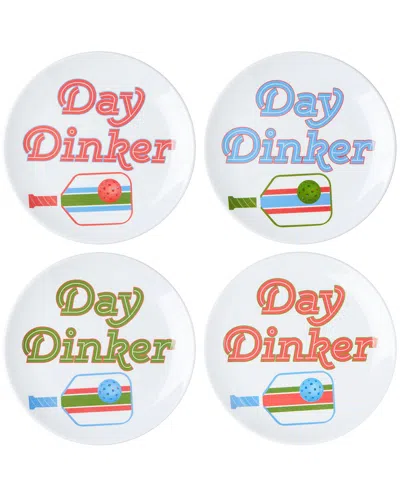 Godinger Set Of 4 Pickle Ball Melamine Appetizer Plates