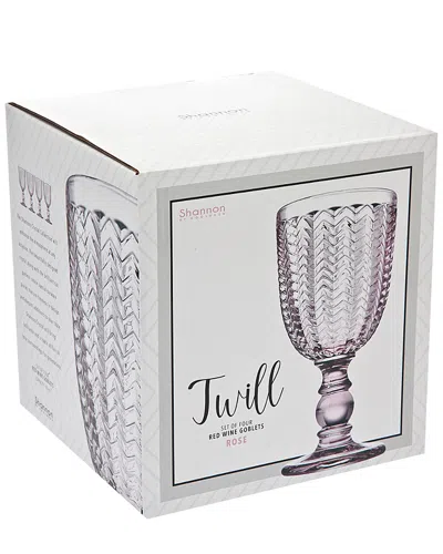 Godinger Set Of 4 Pink Vintage Red Wine Glasses