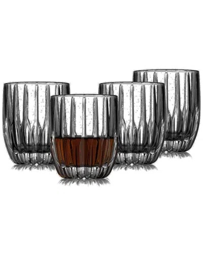 Godinger Set Of 4 Pleat Double Old Fashioned Glasses In Transparent